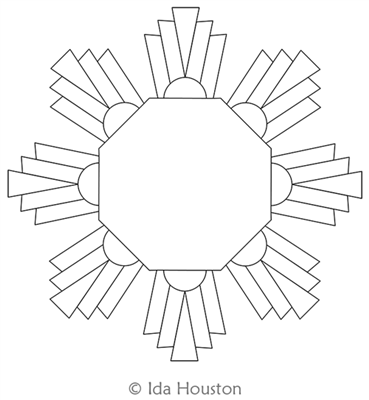 Art Deco Rays Burst by Ida Houston. This image demonstrates how this computerized pattern will stitch out once loaded on your robotic quilting system. A full page pdf is included with the design download.