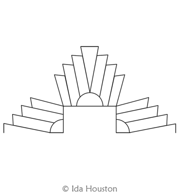 Art Deco Rays Continuous Triangle by Ida Houston. This image demonstrates how this computerized pattern will stitch out once loaded on your robotic quilting system. A full page pdf is included with the design download.