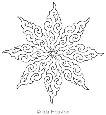 Asian Sculpture Star by Ida Houston. This image demonstrates how this computerized pattern will stitch out once loaded on your robotic quilting system. A full page pdf is included with the design download.