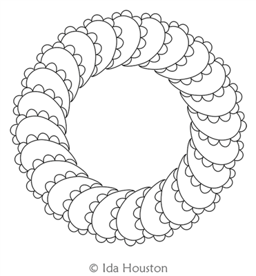 Bumpy Feathers Wreath by Ida Houston. This image demonstrates how this computerized pattern will stitch out once loaded on your robotic quilting system. A full page pdf is included with the design download.