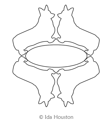 Corgi Block 1 by Ida Houston. This image demonstrates how this computerized pattern will stitch out once loaded on your robotic quilting system. A full page pdf is included with the design download.