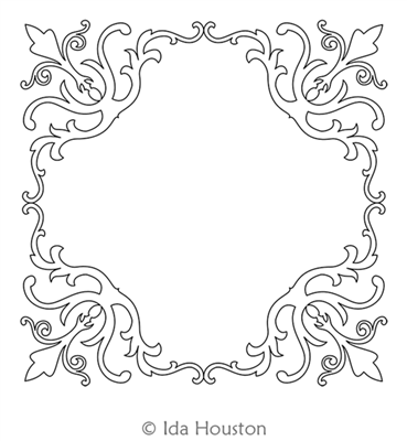 Filigree Fountain Frame by Ida Houston. This image demonstrates how this computerized pattern will stitch out once loaded on your robotic quilting system. A full page pdf is included with the design download.