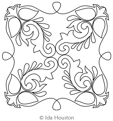 French Flourish Block 2 by Ida Houston. This image demonstrates how this computerized pattern will stitch out once loaded on your robotic quilting system. A full page pdf is included with the design download.