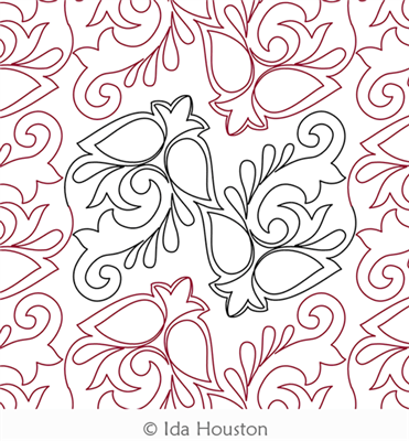 French Flourish Panto 2 by Ida Houston. This image demonstrates how this computerized pattern will stitch out once loaded on your robotic quilting system. A full page pdf is included with the design download.