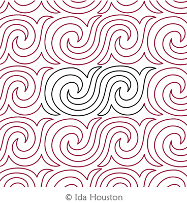 Hooked Swirl 2 by Ida Houston. This image demonstrates how this computerized pattern will stitch out once loaded on your robotic quilting system. A full page pdf is included with the design download.