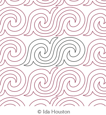 Hooked Swirl by Ida Houston. This image demonstrates how this computerized pattern will stitch out once loaded on your robotic quilting system. A full page pdf is included with the design download.