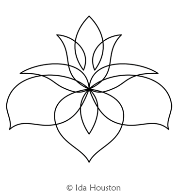 Lotus Lily Motif by Ida Houston. This image demonstrates how this computerized pattern will stitch out once loaded on your robotic quilting system. A full page pdf is included with the design download.