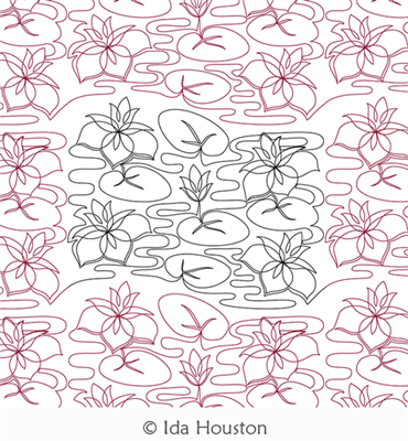 Lotus Lily Pantograph 2 by Ida Houston. This image demonstrates how this computerized pattern will stitch out once loaded on your robotic quilting system. A full page pdf is included with the design download.