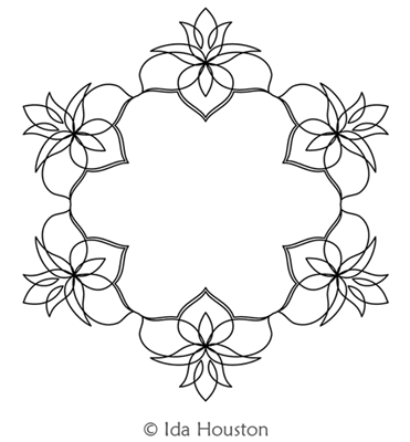 Lotus Lily Wreath by Ida Houston. This image demonstrates how this computerized pattern will stitch out once loaded on your robotic quilting system. A full page pdf is included with the design download.