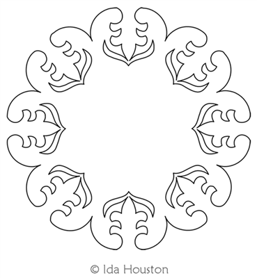 Moroccan Medallion Wreath 2 by Ida Houston. This image demonstrates how this computerized pattern will stitch out once loaded on your robotic quilting system. A full page pdf is included with the design download.