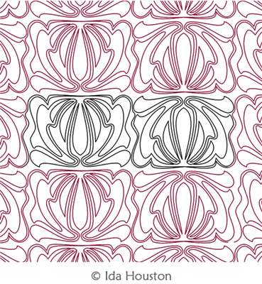 Nouveau Medallion E2E or Border by Ida Houston. This image demonstrates how this computerized pattern will stitch out once loaded on your robotic quilting system. A full page pdf is included with the design download.