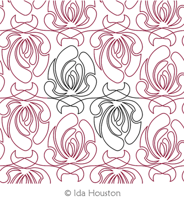 Nouveau Peony Blossom Pantograph by Ida Houston. This image demonstrates how this computerized pattern will stitch out once loaded on your robotic quilting system. A full page pdf is included with the design download.