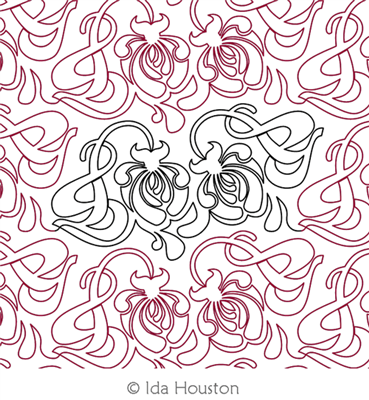 Nouveau Peony Pantograph by Ida Houston. This image demonstrates how this computerized pattern will stitch out once loaded on your robotic quilting system. A full page pdf is included with the design download.