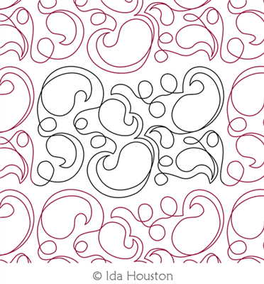 Paisley Pantograph by Ida Houston. This image demonstrates how this computerized pattern will stitch out once loaded on your robotic quilting system. A full page pdf is included with the design download.