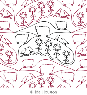 Primitive Countryside Pantograph by Ida Houston. This image demonstrates how this computerized pattern will stitch out once loaded on your robotic quilting system. A full page pdf is included with the design download.