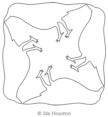 Primitive Crow Block by Ida Houston. This image demonstrates how this computerized pattern will stitch out once loaded on your robotic quilting system. A full page pdf is included with the design download.