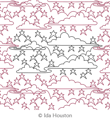 Primitive Sky by Ida Houston. This image demonstrates how this computerized pattern will stitch out once loaded on your robotic quilting system. A full page pdf is included with the design download.