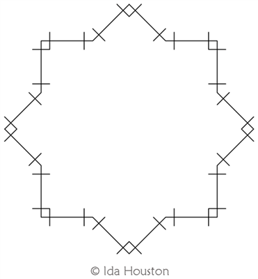 Primitive Star Frame by Ida Houston. This image demonstrates how this computerized pattern will stitch out once loaded on your robotic quilting system. A full page pdf is included with the design download.