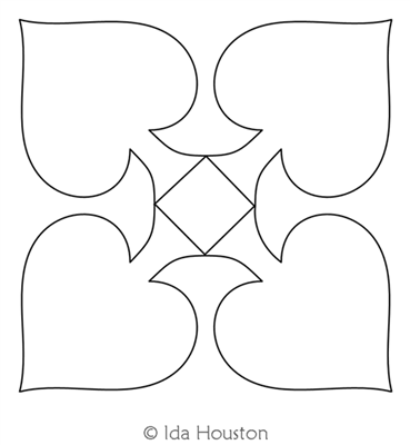 Spades Block 1 by Ida Houston. This image demonstrates how this computerized pattern will stitch out once loaded on your robotic quilting system. A full page pdf is included with the design download.