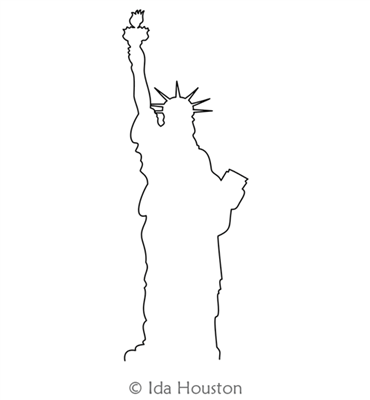 Statue of LIberty by Ida Houston. This image demonstrates how this computerized pattern will stitch out once loaded on your robotic quilting system. A full page pdf is included with the design download.