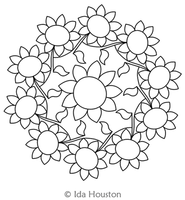 Sunflower Circle by Ida Houston. This image demonstrates how this computerized pattern will stitch out once loaded on your robotic quilting system. A full page pdf is included with the design download.