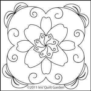 Digital Quilting Design Lilypad Block by Iris QuiltGarden.