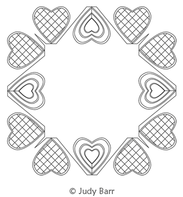 Decorator Heart Frame 3 by Judy Barr. This image demonstrates how this computerized pattern will stitch out once loaded on your robotic quilting system. A full page pdf is included with the design download.