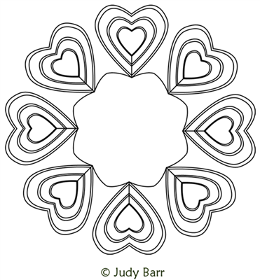 Decorator Heart Wreath 2 by Judy Barr. This image demonstrates how this computerized pattern will stitch out once loaded on your robotic quilting system. A full page pdf is included with the design download.