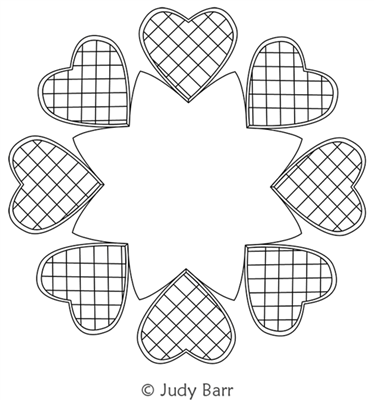 Decorator Heart Wreath 4 by Judy Barr. This image demonstrates how this computerized pattern will stitch out once loaded on your robotic quilting system. A full page pdf is included with the design download.