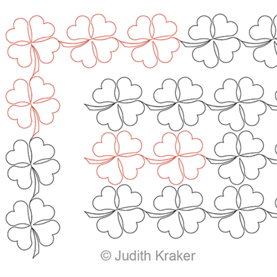 Digital Quilting Design 4 Leaf Clover Border and Corner by Judith Kraker.