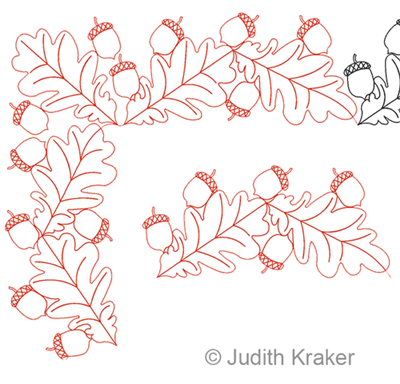 Digital Quilting Design Acorn Oak Leaves Border and Corner by Judith Kraker.