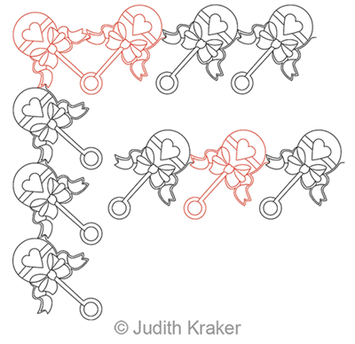 Digital Quilting Design Baby Rattle Border and Corner by Judith Kraker.