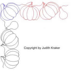 Digital Quilting Design Pumpkin Gourd Border and Corner by Judith Kraker.