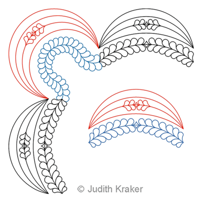 Digital Quilting Design Swag Feathers Set Border and Corner by Judith Kraker.