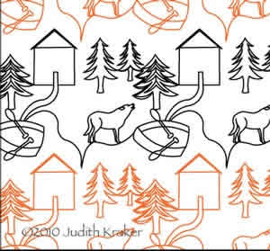 Digital Quilting Design Cabin Wolf Boat Panto/Border by Judith Kraker.