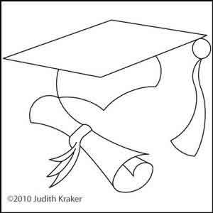 Digital Quilting Design Graduation Cap and Scroll Block by Judith Kraker.