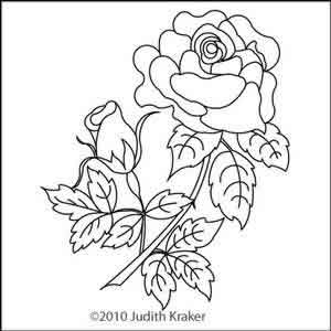 Digital Quilting Design Rose and Rosebud by Judith Kraker.
