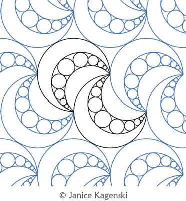 Crescent Moon 3 by Janice Kagenski. This image demonstrates how this computerized pattern will stitch out once loaded on your robotic quilting system. A full page pdf is included with the design download.