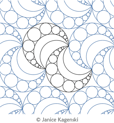 Crescent Moon 4 by Janice Kagenski. This image demonstrates how this computerized pattern will stitch out once loaded on your robotic quilting system. A full page pdf is included with the design download.