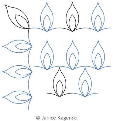 Flame Border and Corner by Janice Kagenski. This image demonstrates how this computerized pattern will stitch out once loaded on your robotic quilting system. A full page pdf is included with the design download.