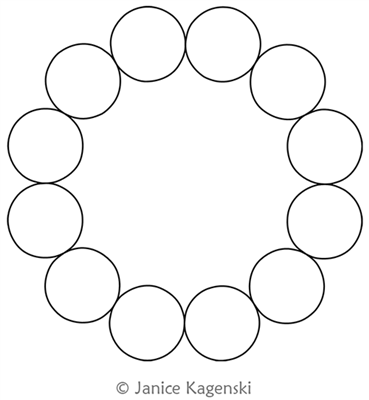 Ring of Circles 12 by Janice Kagenski. This image demonstrates how this computerized pattern will stitch out once loaded on your robotic quilting system. A full page pdf is included with the design download.