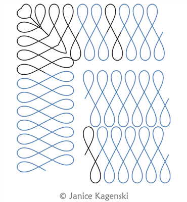 Wishbone Border and Corner by Janice Kagenski. This image demonstrates how this computerized pattern will stitch out once loaded on your robotic quilting system. A full page pdf is included with the design download.