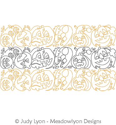 Jack O'Lanterns by Judy Lyon. This image demonstrates how this computerized pattern will stitch out once loaded on your robotic quilting system. A full page pdf is included with the design download.