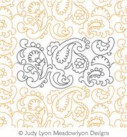Scottish Paisley by Judy Lyon. This image demonstrates how this computerized pattern will stitch out once loaded on your robotic quilting system. A full page pdf is included with the design download.