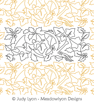 The Holly and the Ivy by Judy Lyon. This image demonstrates how this computerized pattern will stitch out once loaded on your robotic quilting system. A full page pdf is included with the design download.