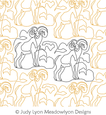 Bighorn Sheep Panto by Judy Lyon. This image demonstrates how this computerized pattern will stitch out once loaded on your robotic quilting system. A full page pdf is included with the design download.