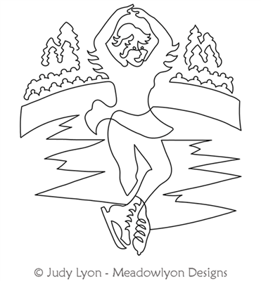 Figure Skating Winter Games by Judy Lyon. This image demonstrates how this computerized pattern will stitch out once loaded on your robotic quilting system. A full page pdf is included with the design download.