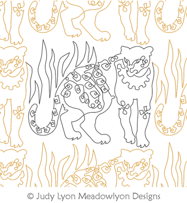 Jaguar Panto Big Cats by Judy Lyon. This image demonstrates how this computerized pattern will stitch out once loaded on your robotic quilting system. A full page pdf is included with the design download.