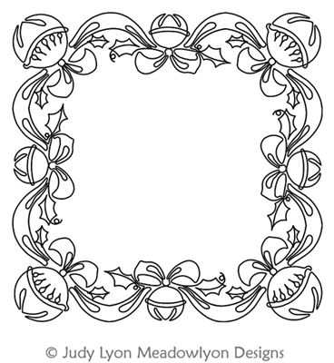 Jingle Bell Swag Frame by Judy Lyon. This image demonstrates how this computerized pattern will stitch out once loaded on your robotic quilting system. A full page pdf is included with the design download.