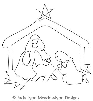 Nativity Symbols of the Season by Judy Lyon. This image demonstrates how this computerized pattern will stitch out once loaded on your robotic quilting system. A full page pdf is included with the design download.